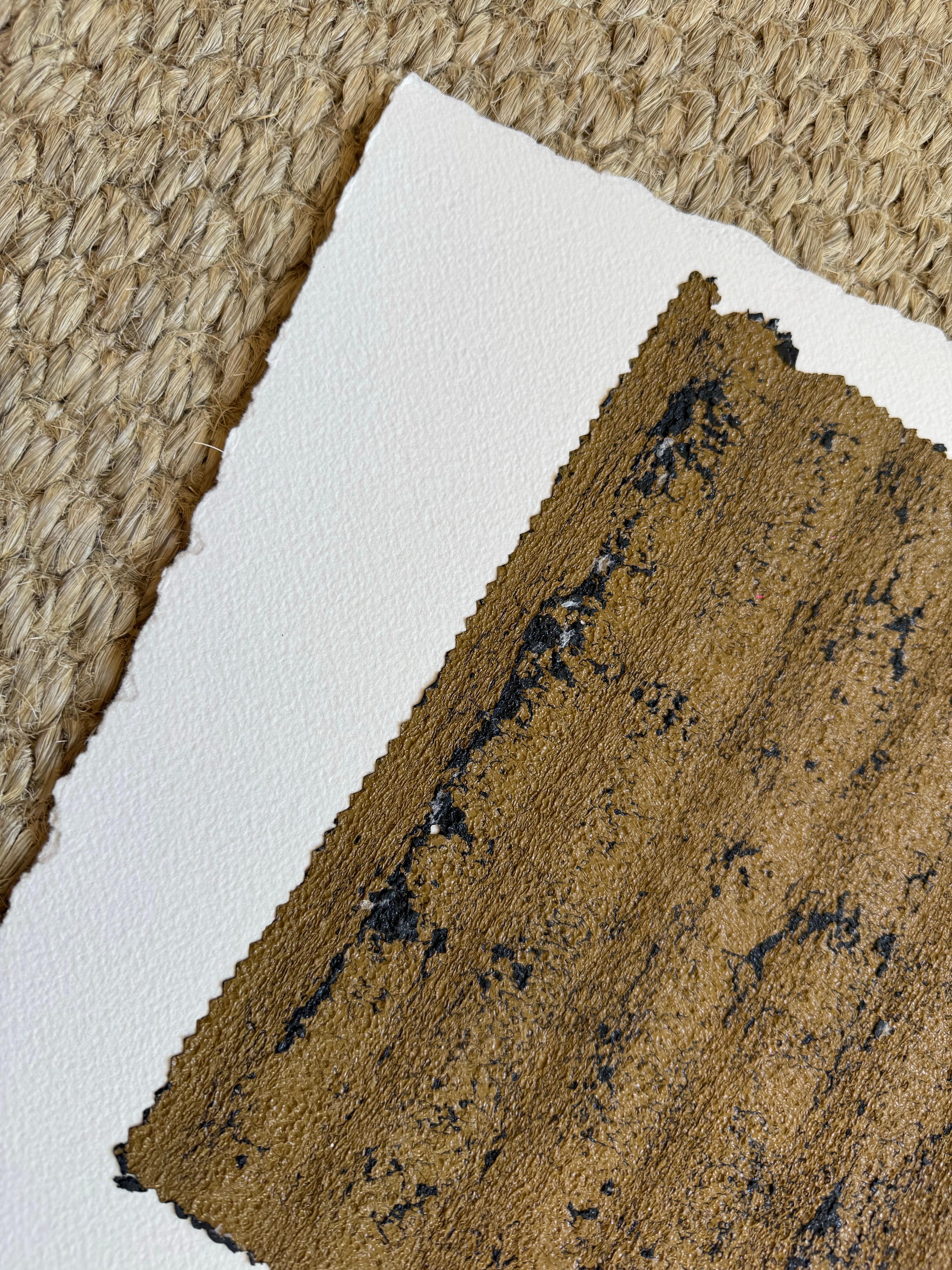 In Charge by Brook Soss, Gold Vertical Abstract on Paper With Sandstone For Sale 5