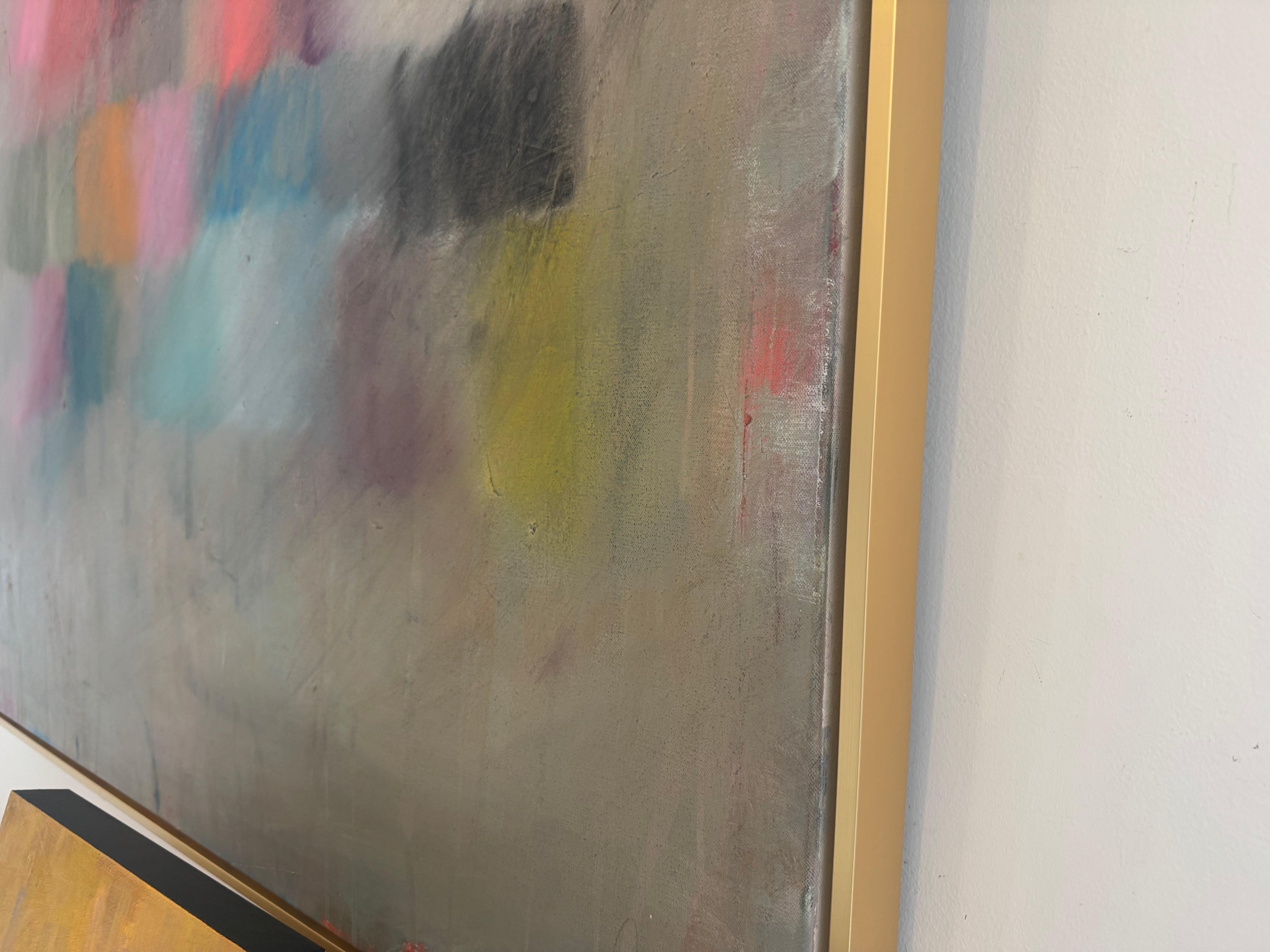 Grounding Mat by Colleen Leach, Large Framed Abstract Oil on Canvas Painting 3