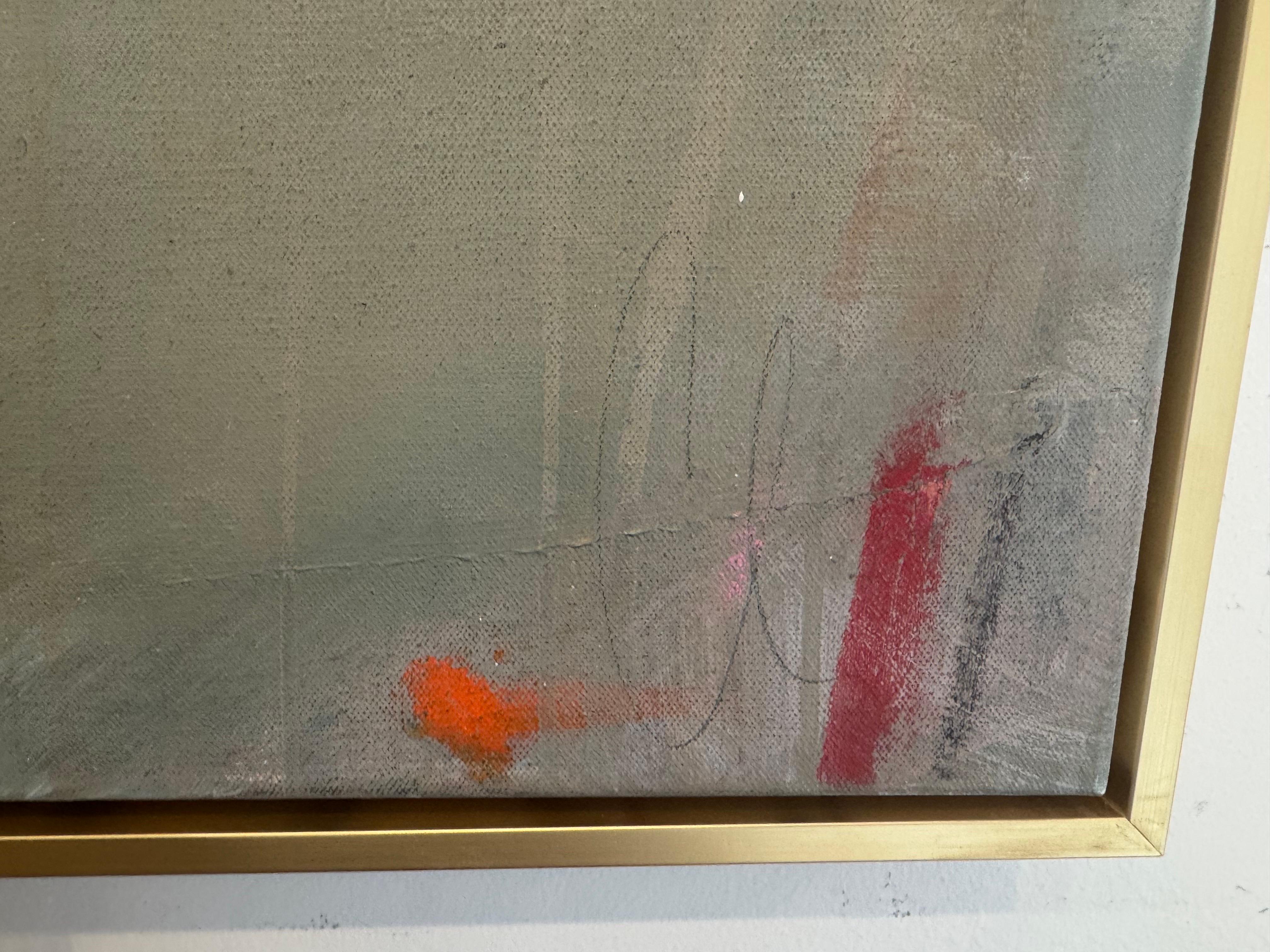 Grounding Mat by Colleen Leach, Large Framed Abstract Oil on Canvas Painting 4