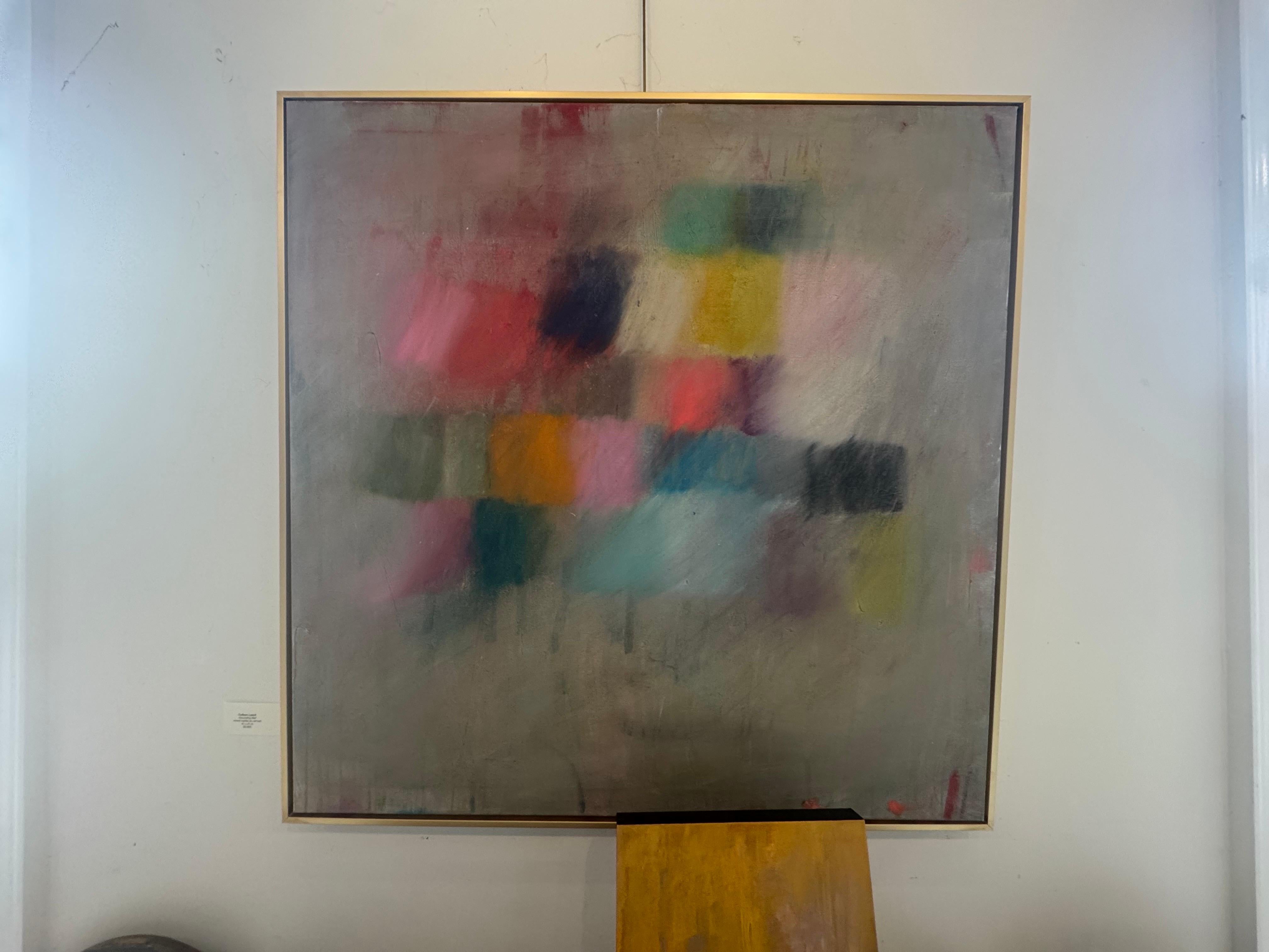 Grounding Mat by Colleen Leach, Large Framed Abstract Oil on Canvas Painting 5