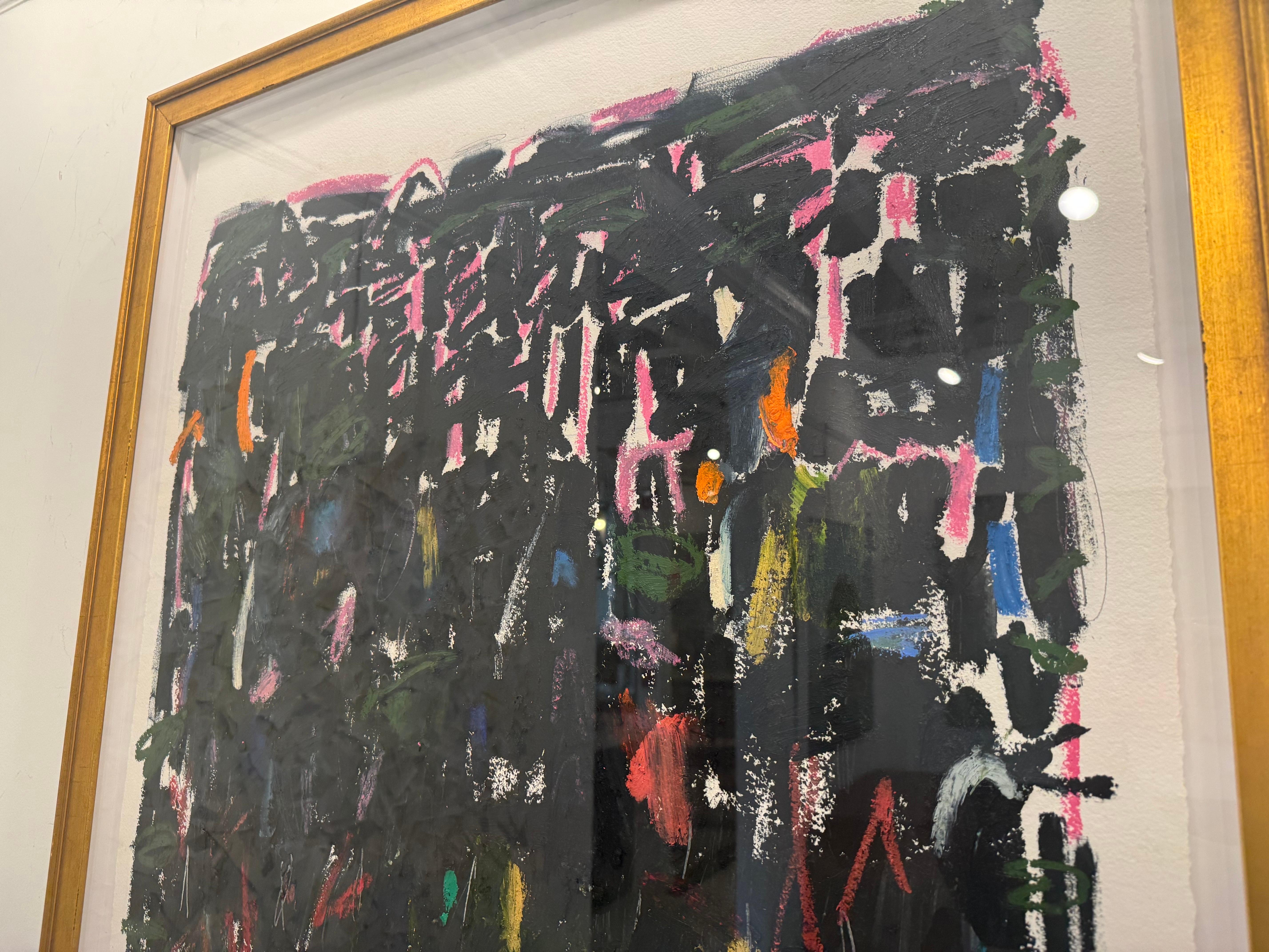 Friday Night Dance Off by Colleen Leach, Framed Abstract Painting on Paper For Sale 9