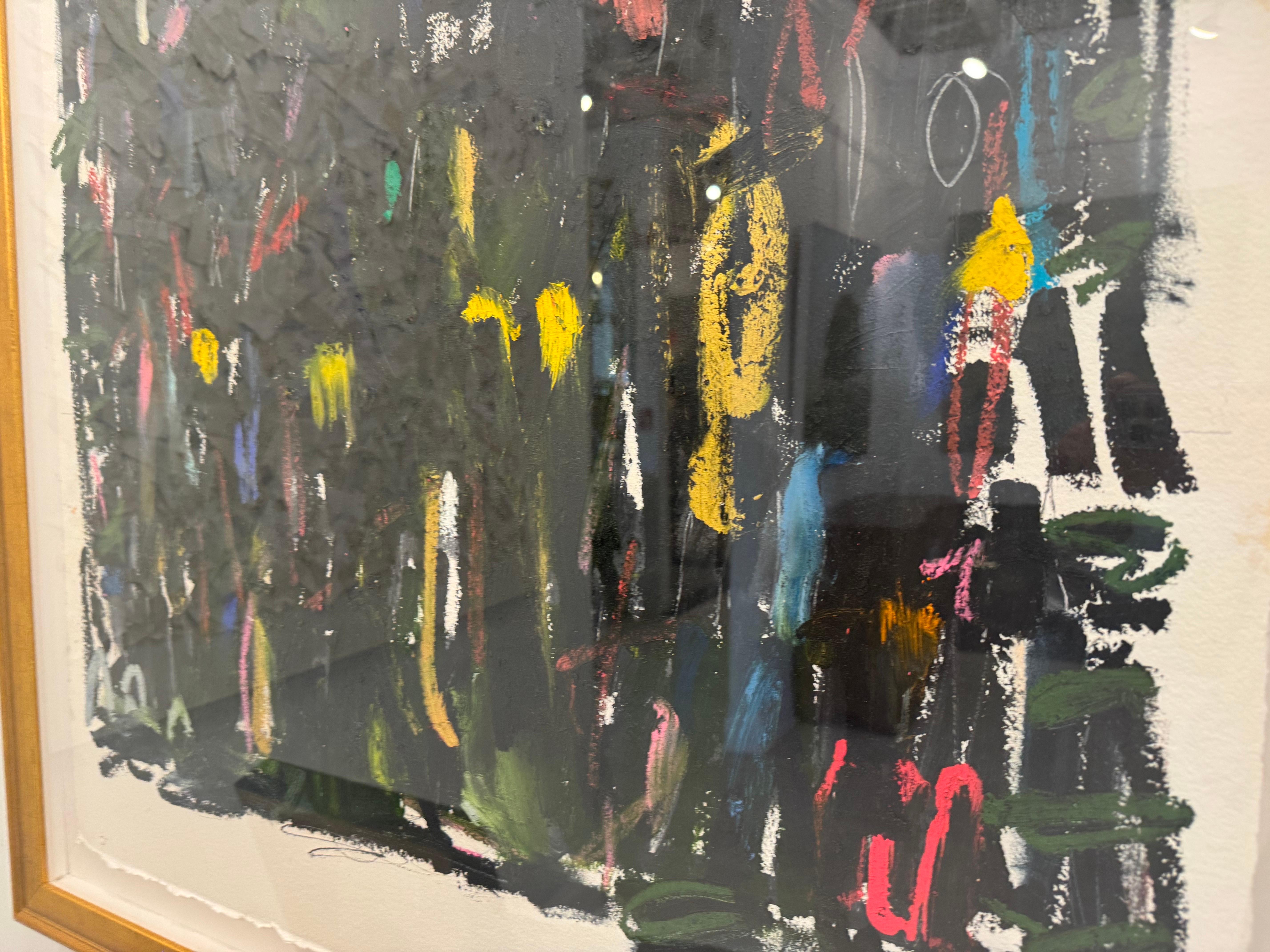 Friday Night Dance Off by Colleen Leach, Framed Abstract Painting on Paper For Sale 10