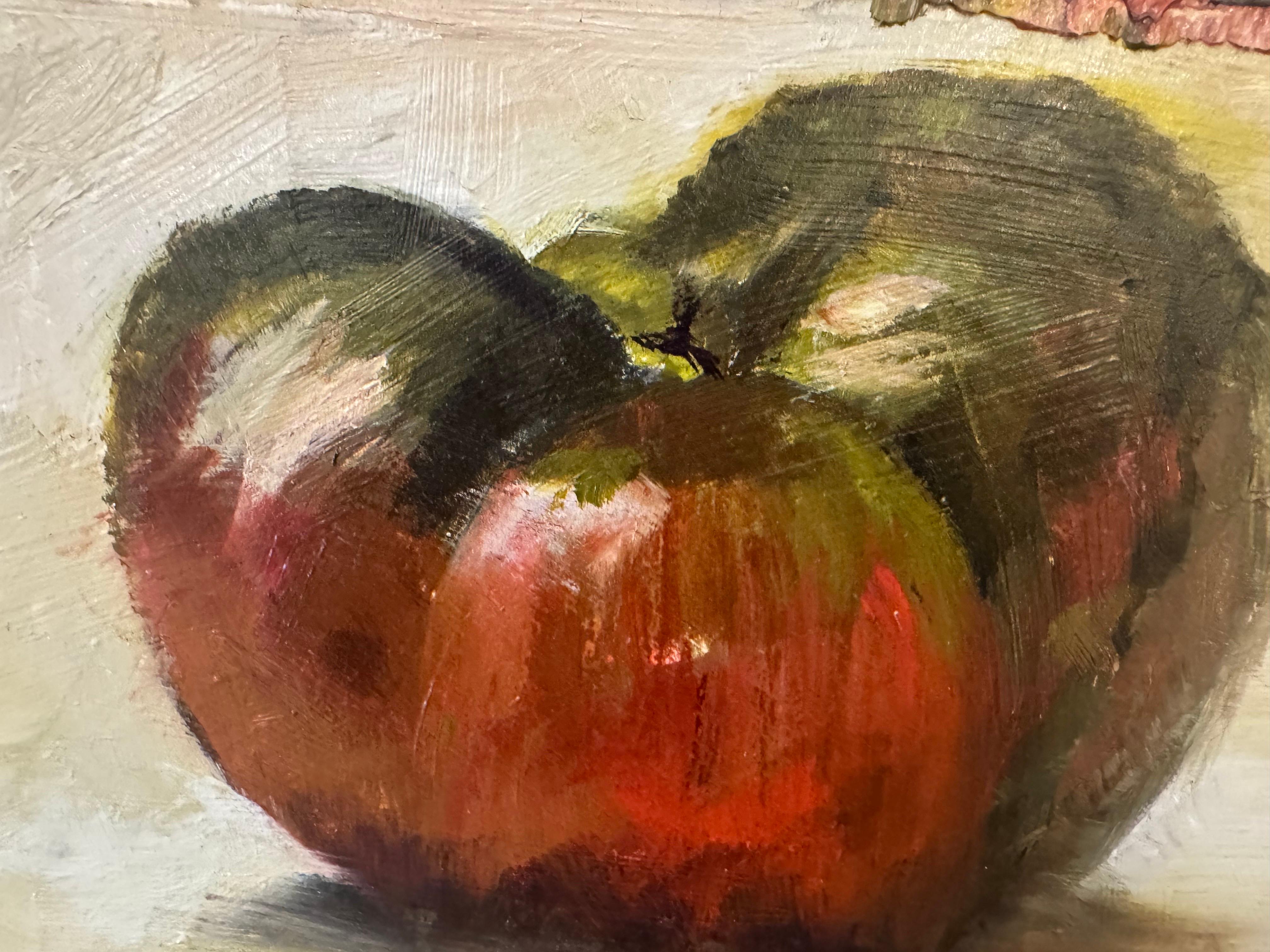 4 Cimeli di Sharon Hockfield, Olio su legno Pomodoro impressionista contemporaneo in vendita 1