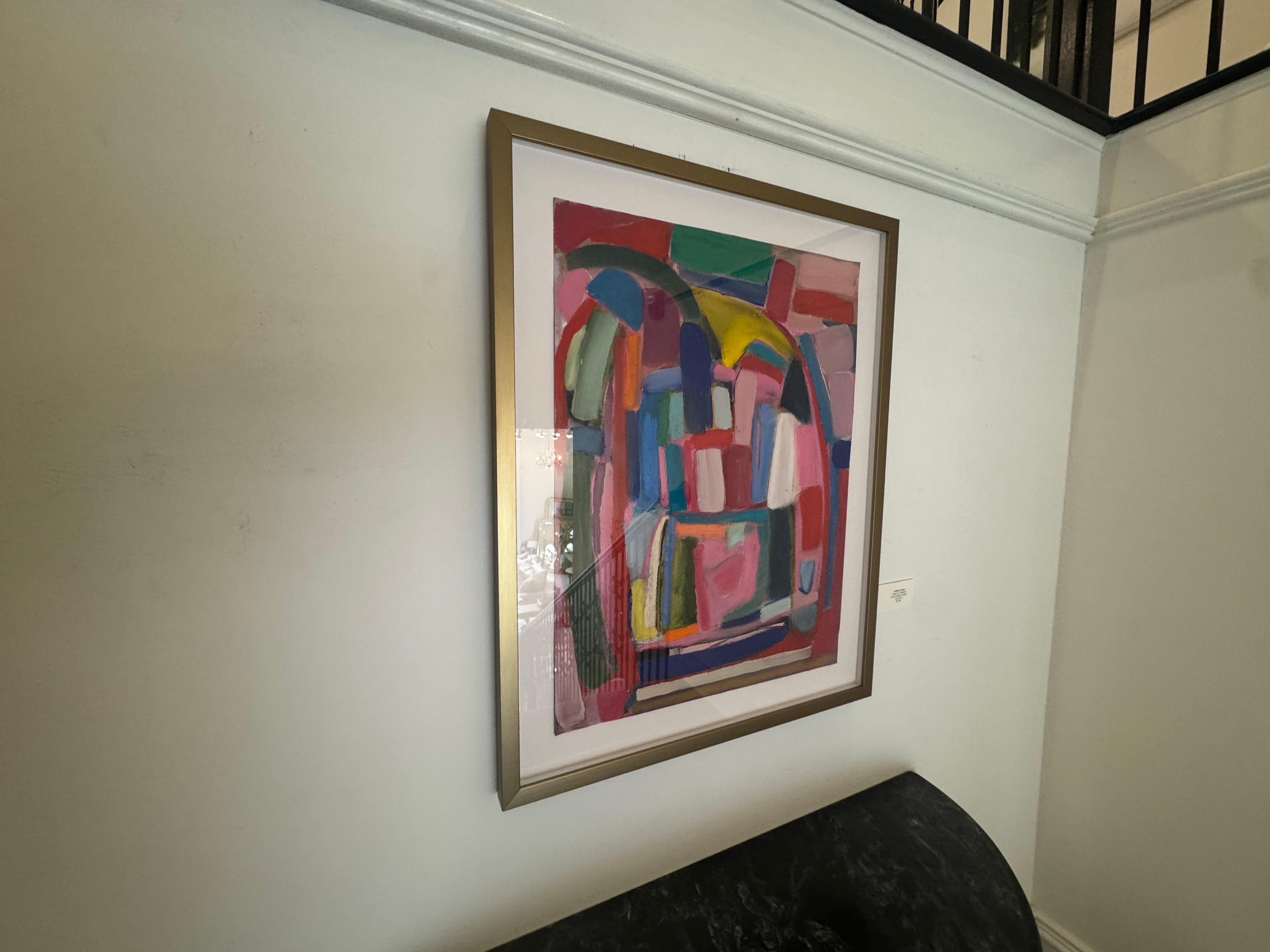Tacos on Tuesdays by Colleen Leach, Large Framed Abstract Painting on Paper For Sale 3