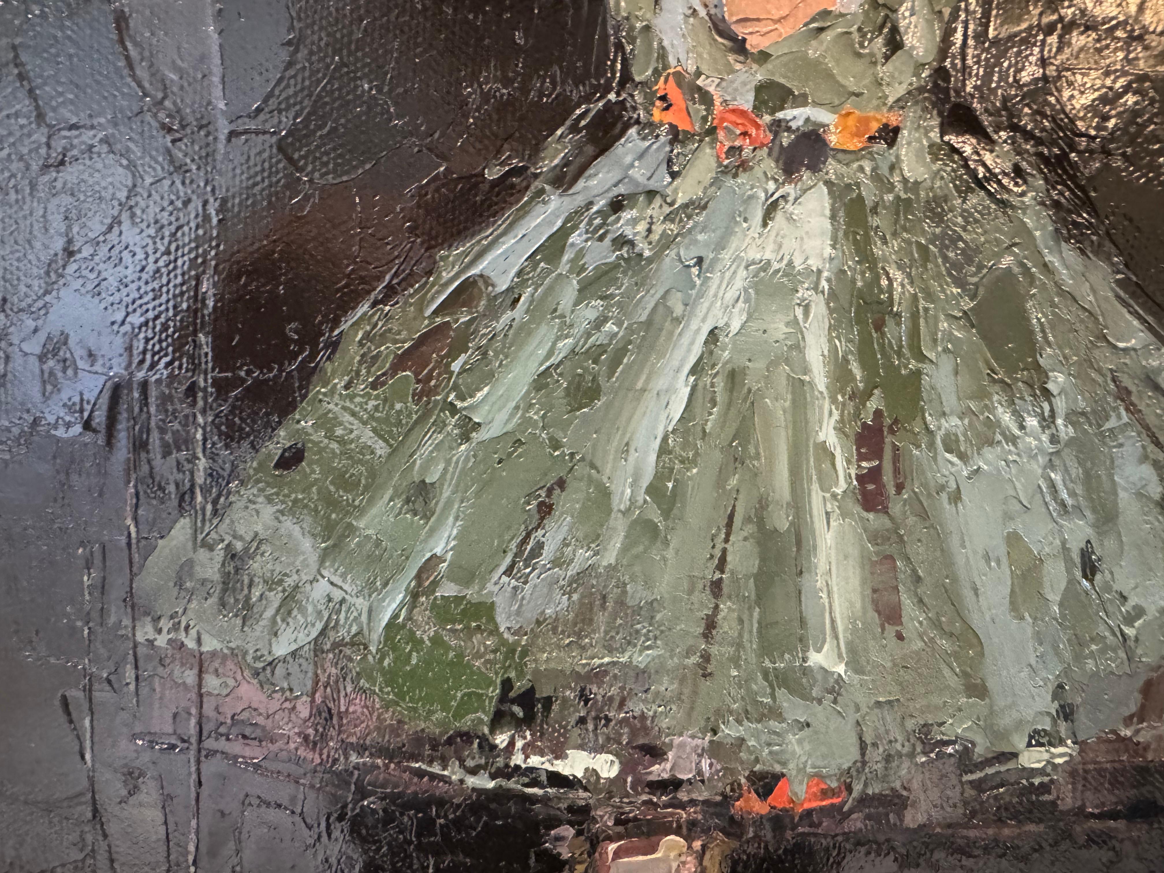 Bailarina en verde de Geri Eubanks, Pintura al óleo figurativa enmarcada en venta 5