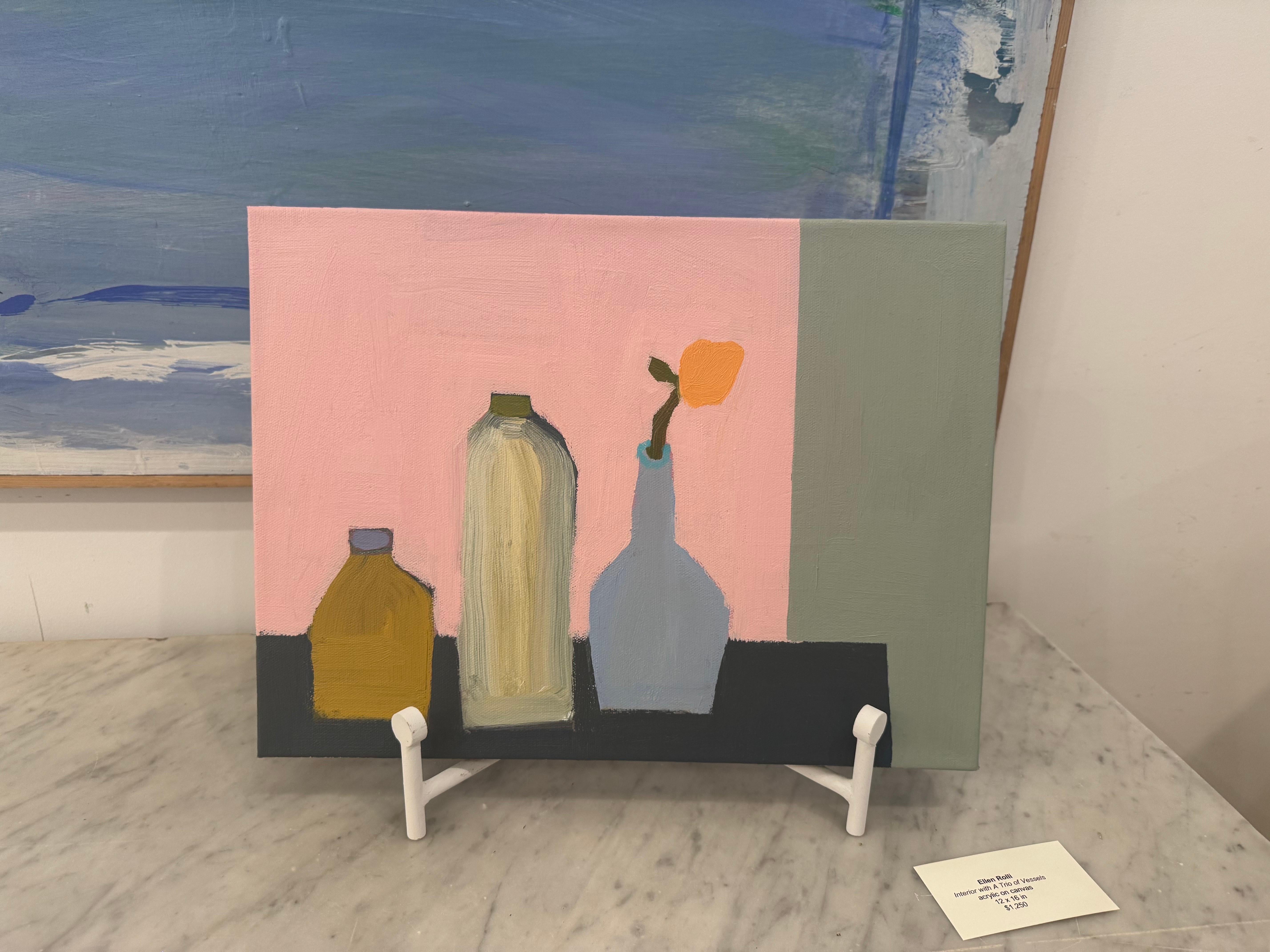 Interno con Trio di vasi di Ellen Rolli, Natura morta contemporanea, Tela in vendita 2