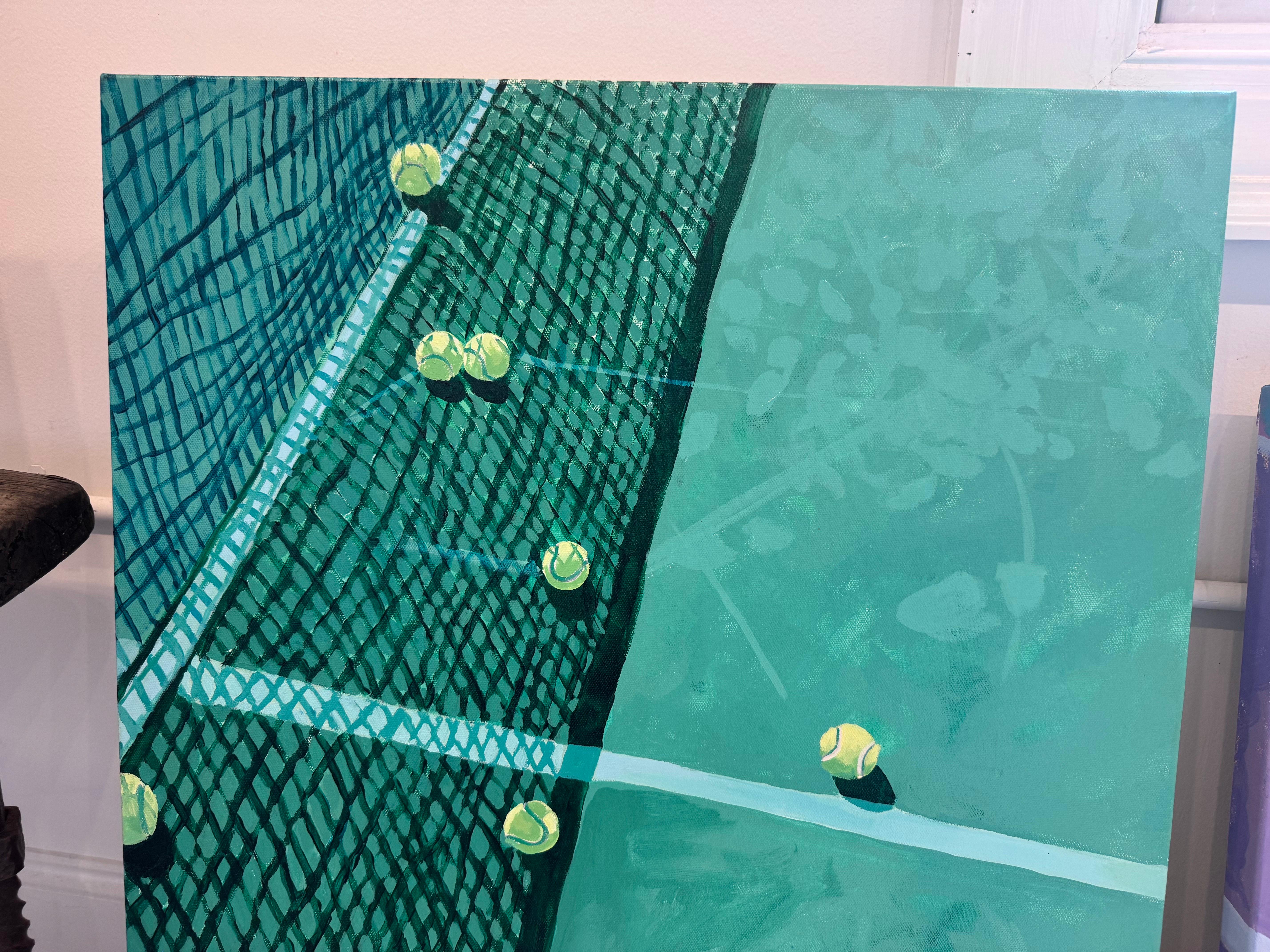 Campi in terra battuta di Devan Sweeney, Olio su tela Pittura contemporanea a tema tennis in vendita 2
