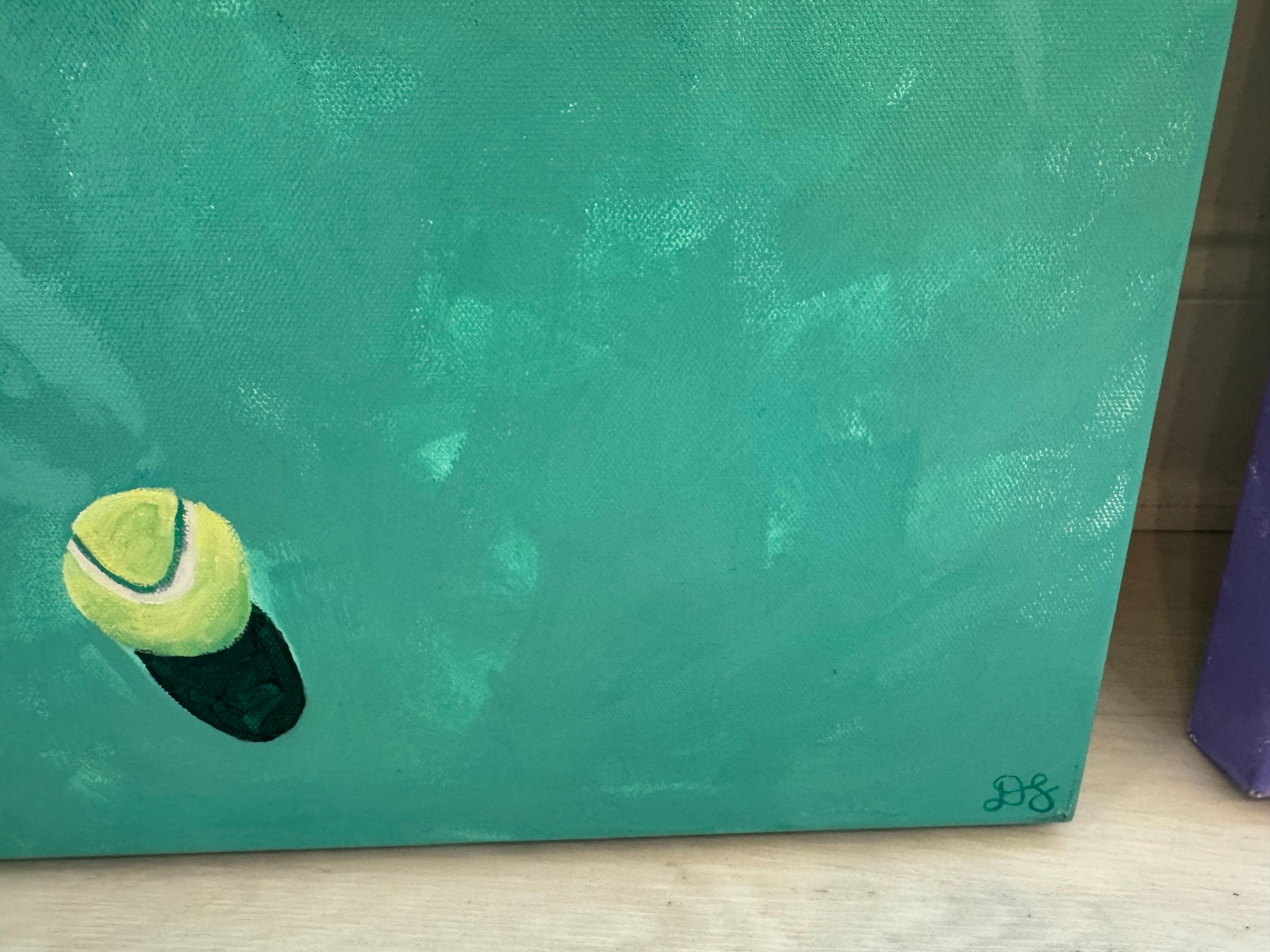 Campi in terra battuta di Devan Sweeney, Olio su tela Pittura contemporanea a tema tennis in vendita 4