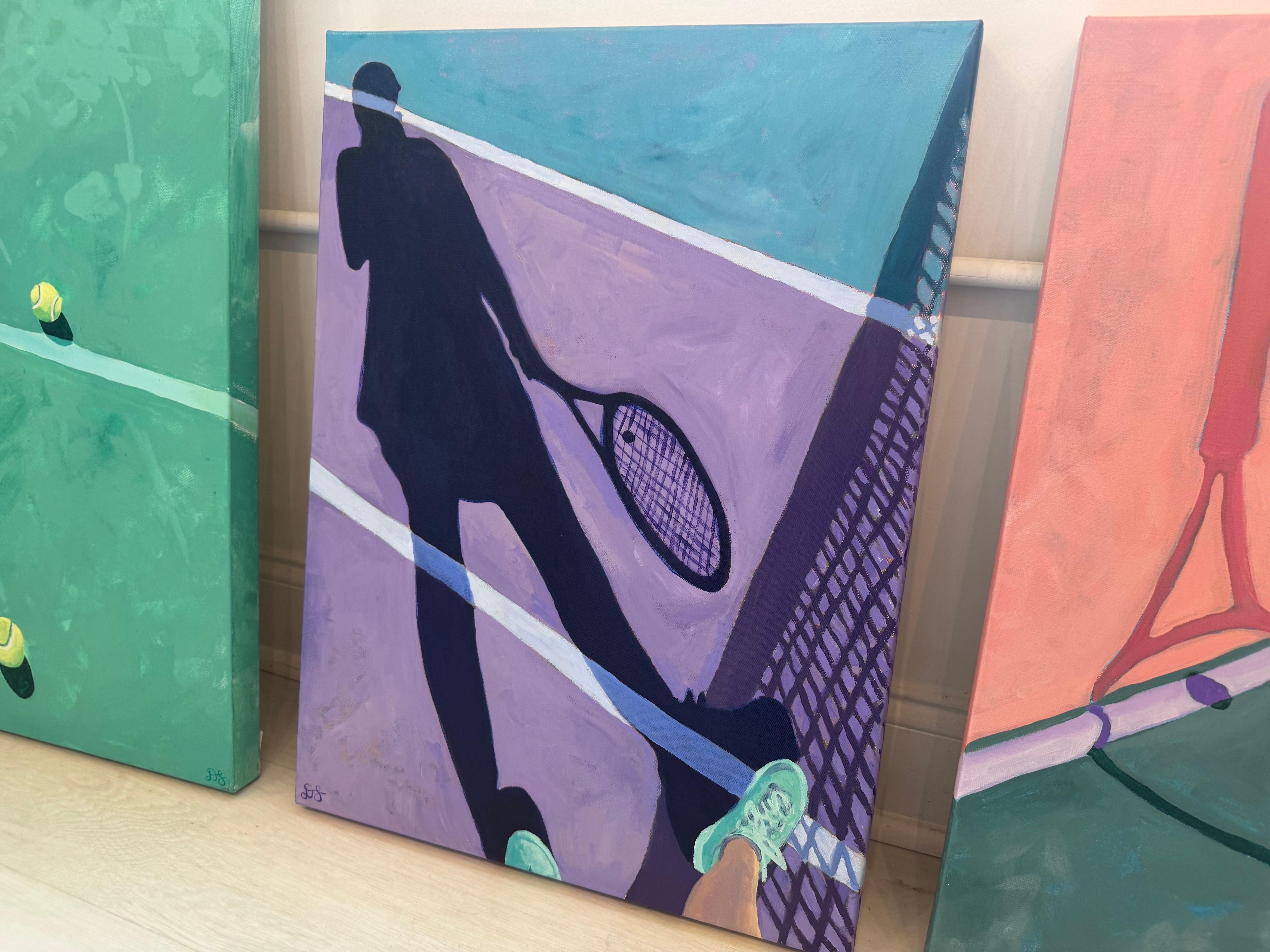 Singles von Devan Sweeney, Öl auf Leinwand Bold Tennis Themed Contemporary Painting im Angebot 1