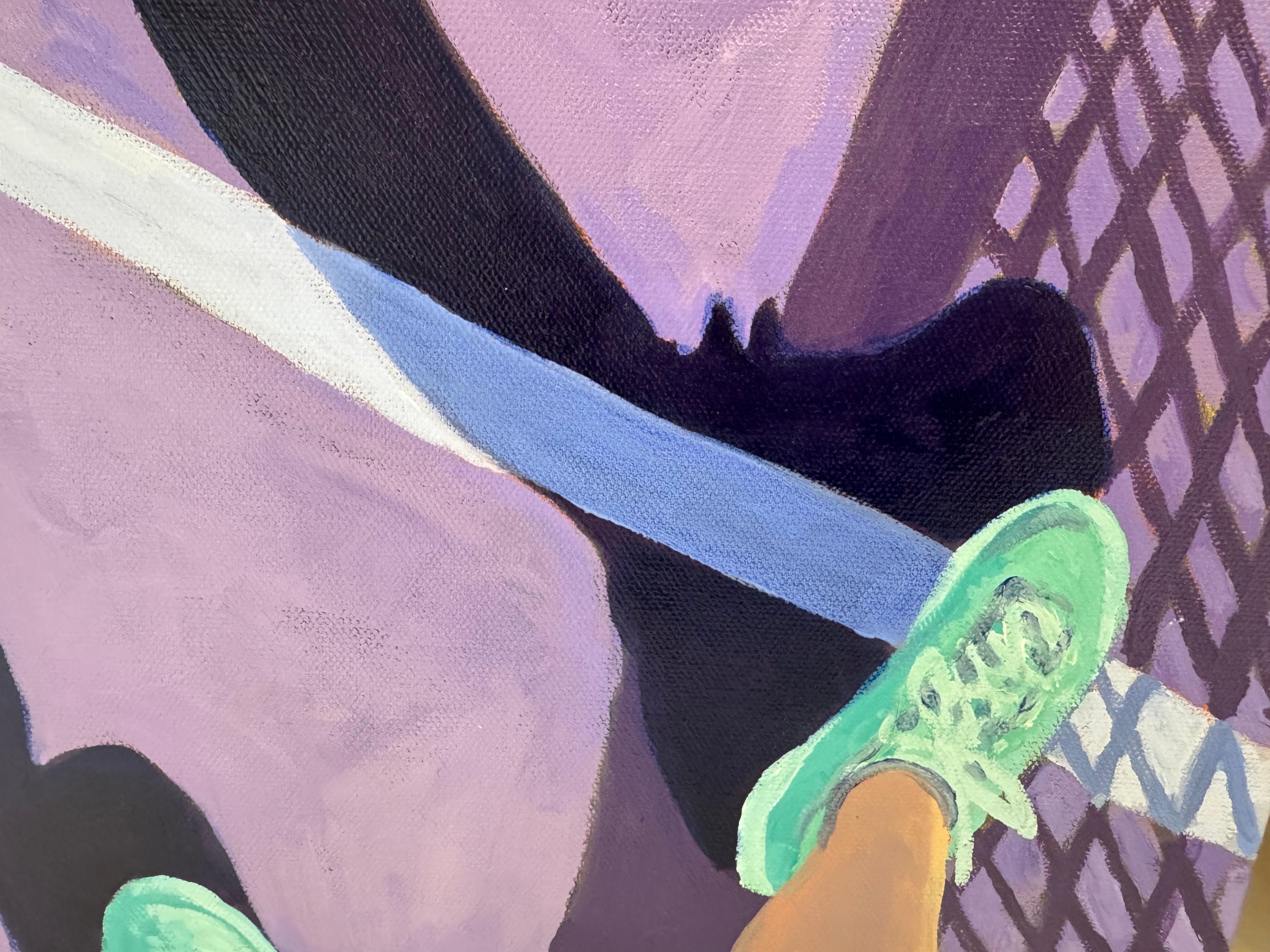 Singles von Devan Sweeney, Öl auf Leinwand Bold Tennis Themed Contemporary Painting im Angebot 4