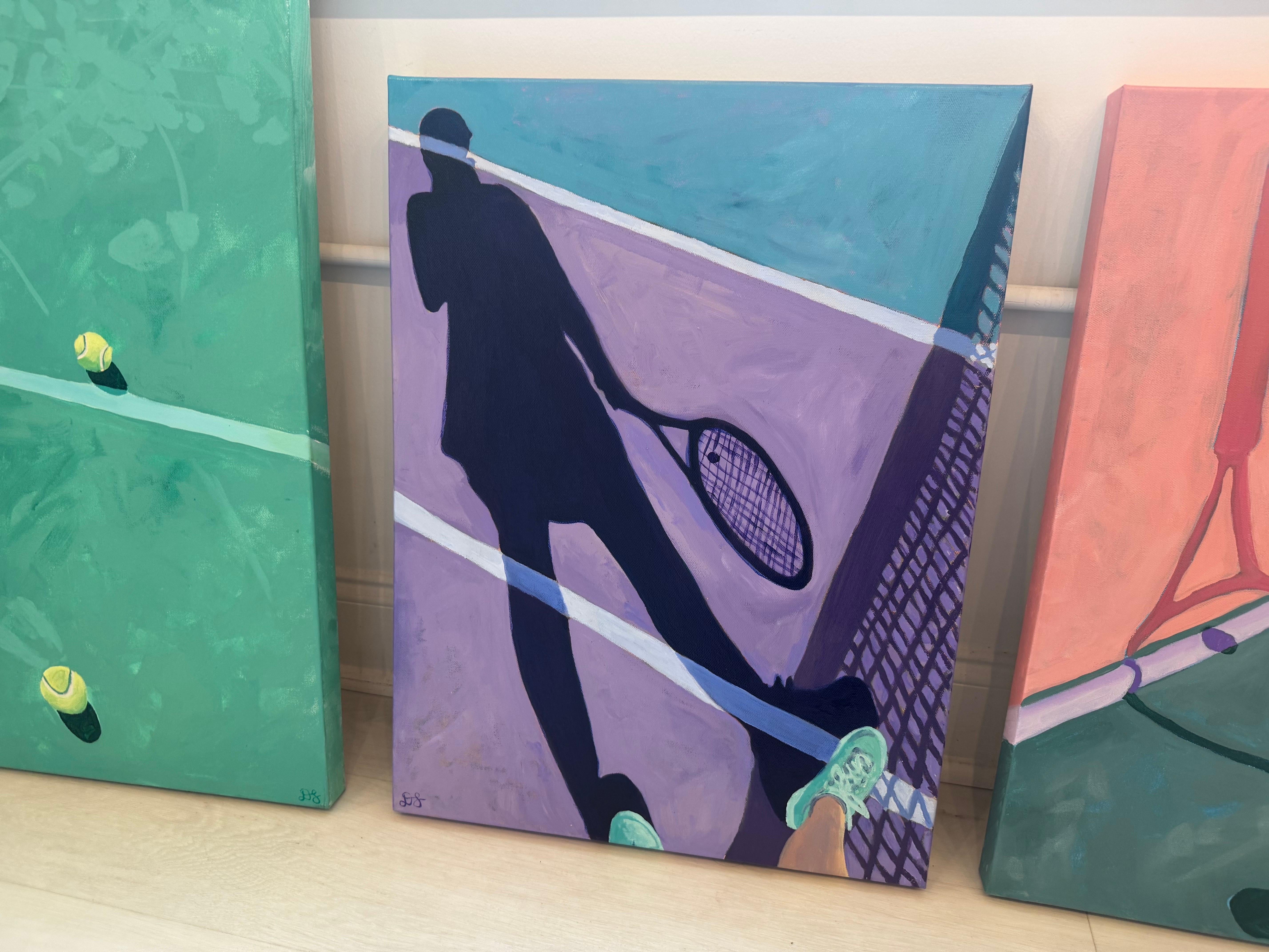 Singles von Devan Sweeney, Öl auf Leinwand Bold Tennis Themed Contemporary Painting im Angebot 5