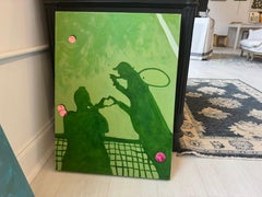 Love All di Devan Sweeney, olio su tela a tema tennis, pittura contemporanea