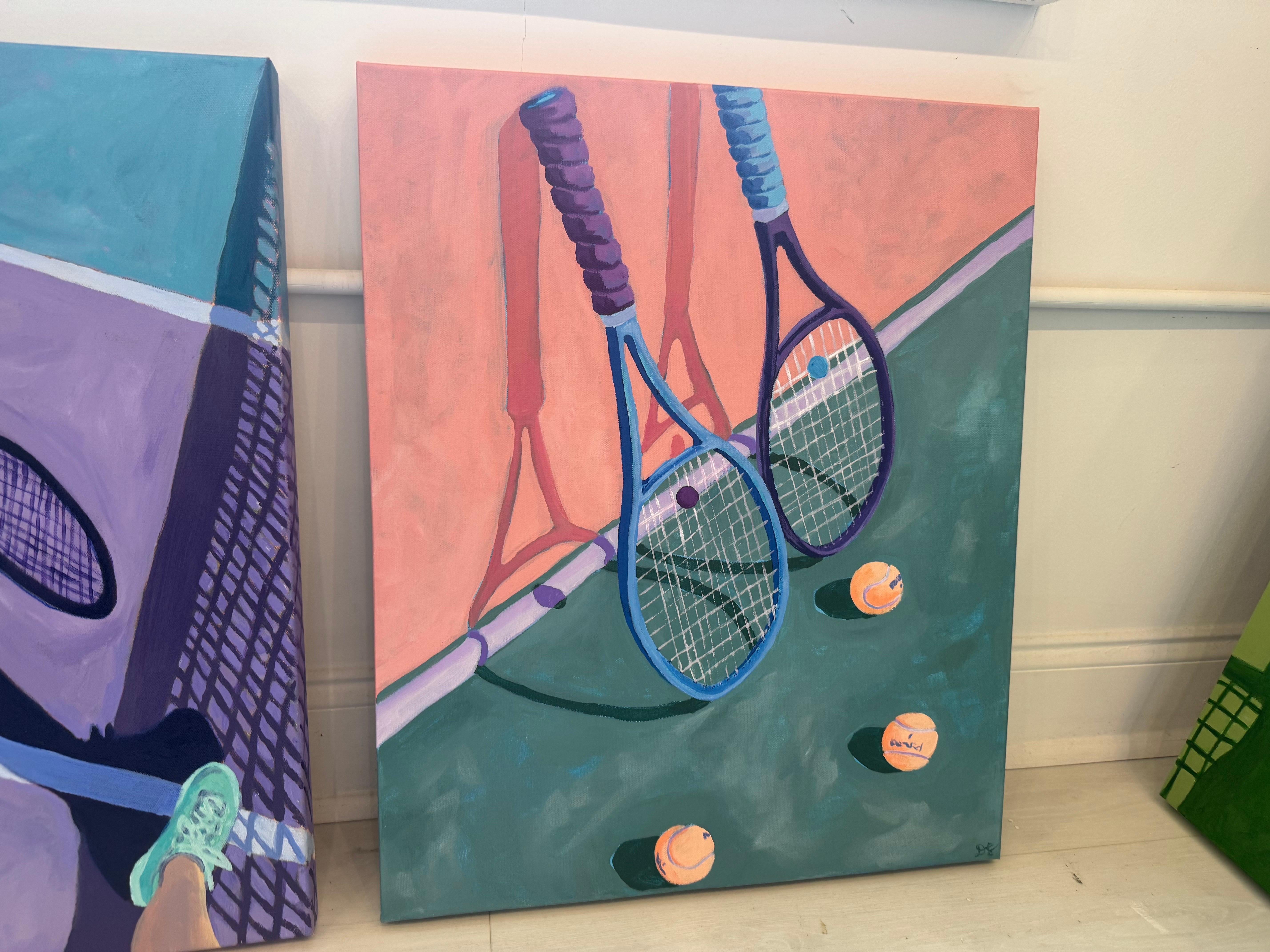 Doubles by Devan Sweeney, Oil on Canvas Tennis Vibrant Contemporary Painting im Angebot 1