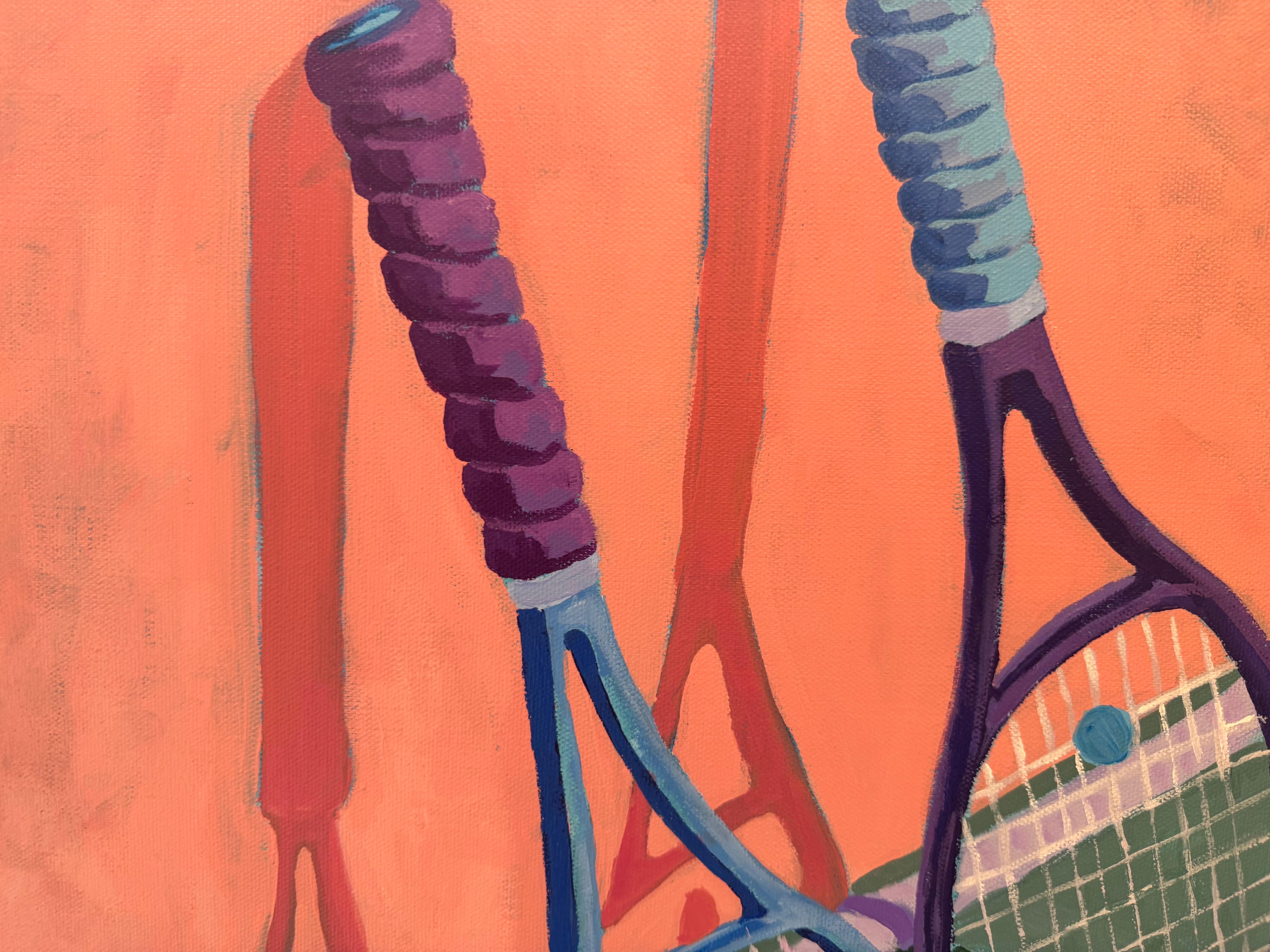 Doubles by Devan Sweeney, Oil on Canvas Tennis Vibrant Contemporary Painting im Angebot 3