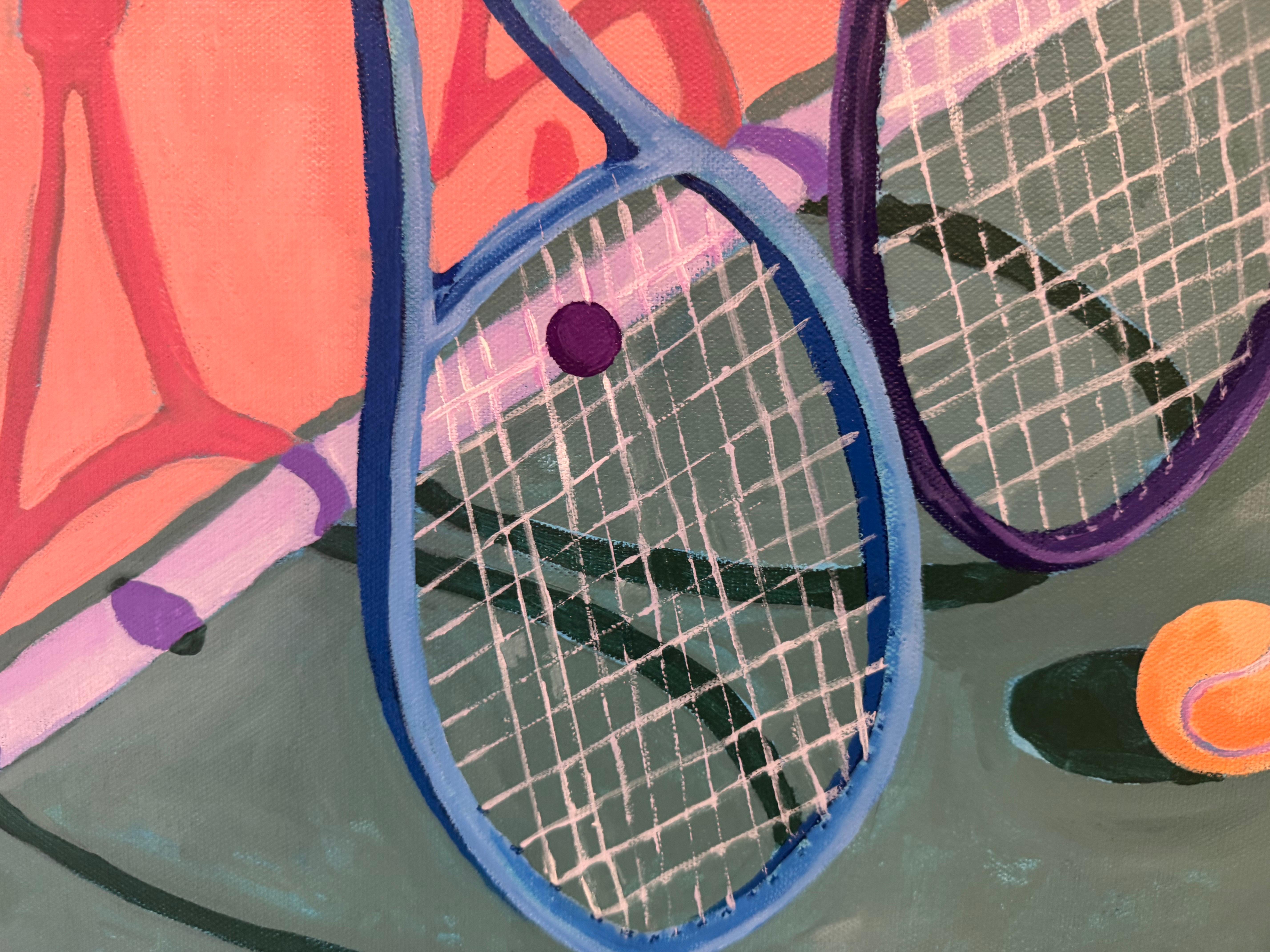 Doubles by Devan Sweeney, Oil on Canvas Tennis Vibrant Contemporary Painting im Angebot 4