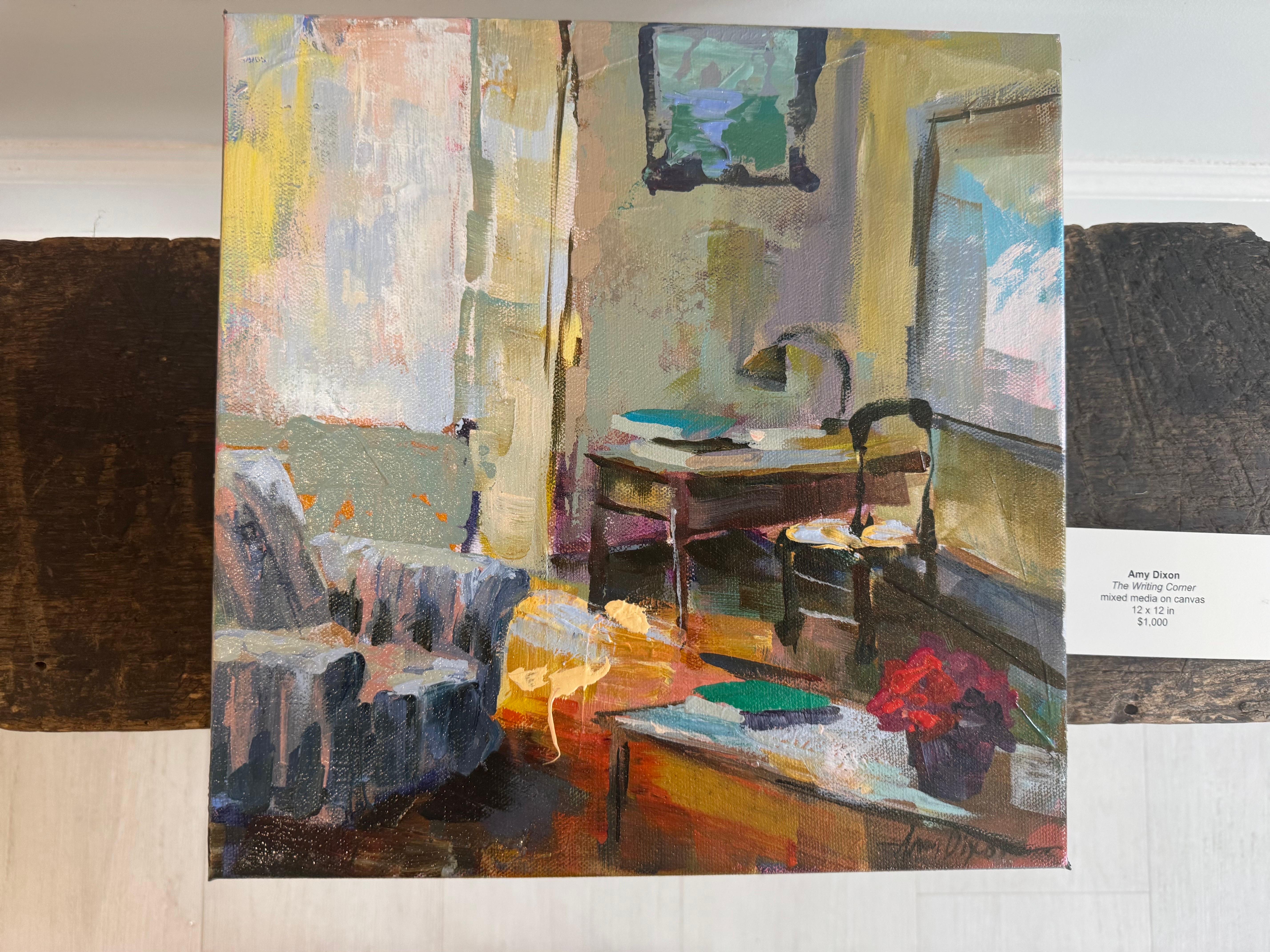El Rincón de la Escritura por Amy Dixon,  Naturaleza Muerta Abstracta Interior Pintura en Lienzo 1
