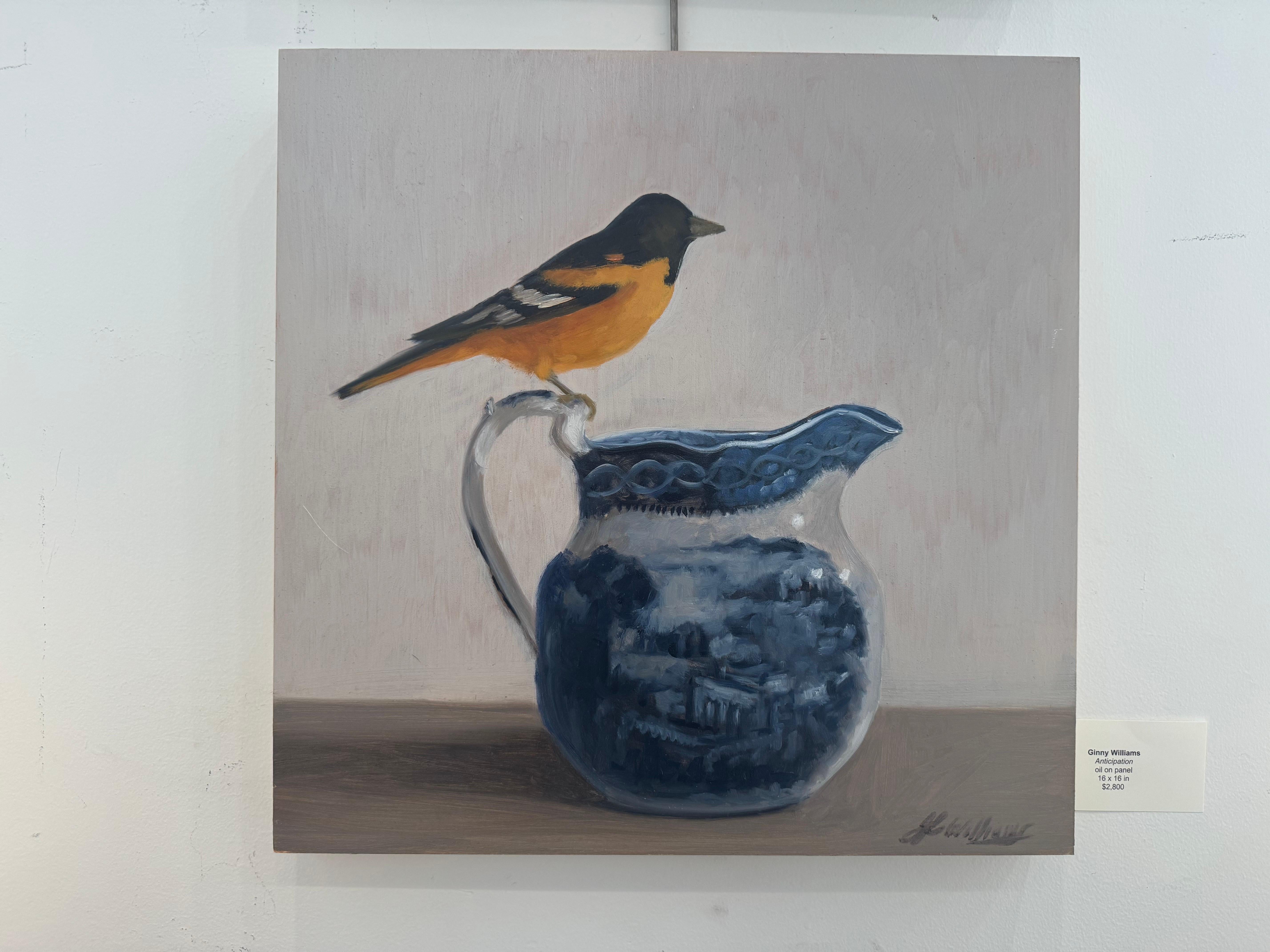 Anticipation by Ginny Williams Still Life Northern Cardinal Oil Painting For Sale 3