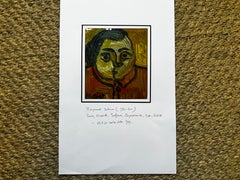 French Figurative Oil Painting, Orange Shirt Portrait, Small Scale