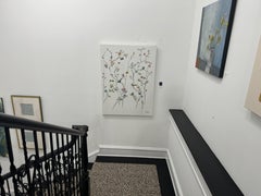 Garden of Birds by Sarah Robertson, Vertical Mixed Media Floral Painting