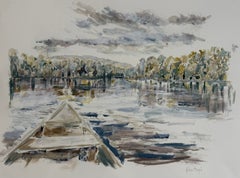 "Mountain Lake Study", paesaggio a tecnica mista di Sarah Robertson