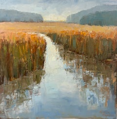 „Misty Morn“, zeitgenössische Landschaft, Ölgemälde von Allison Chambers