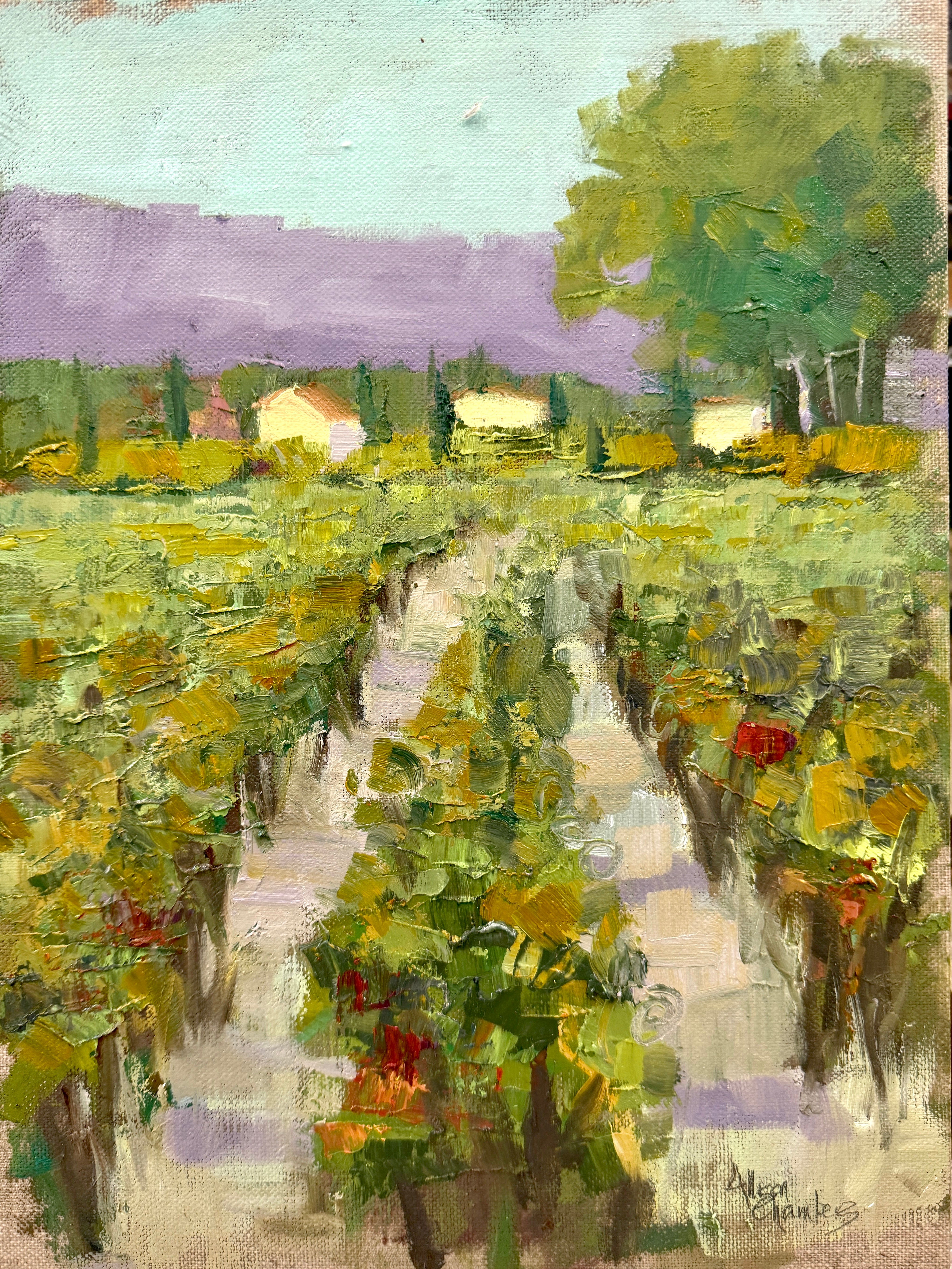 Journée de la Citadelle Peinture à l'huile représentant un paysage provençal, par Allison Chambers
