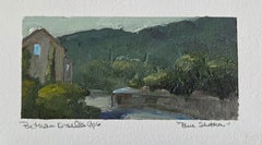 Blue Shutters, Contemporary French Landscape Oil Painting by Bethanne Cople