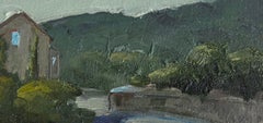 Blue Shutters, Contemporary French Landscape Oil Painting by Bethanne Cople