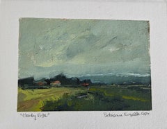 "Cloudy Vista", dipinto a olio contemporaneo raffigurante un paesaggio francese di Bethanne Cople