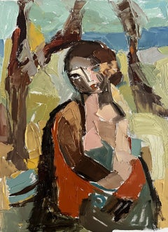 Wrapped Together, Figurative Oil Painting Inspired by Picasso and Cézanne