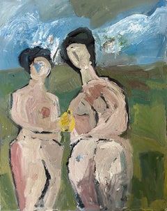 « Le Début partagé », peinture à l'huile figurative inspirée de Paul Cézanne