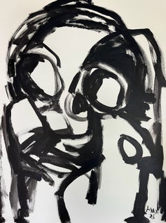 Wedding Dance, Large Contemporary Black and White Figurative Oil Painting
