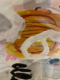 Œuvre abstraite moderniste française, technique mixte sur papier, Millepied V