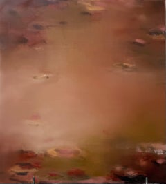 Lily Harrington, Pintura abstracta, rosa palo, marrón, técnica mixta