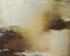 Lily Harrington, Cuadro abstracto de gran formato, tonos neutros, técnica mixta, 48 x 60