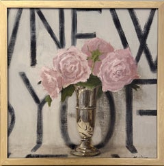 Ginny Williams, Pink Rose Still Life Painting, Contemporary Floral Art