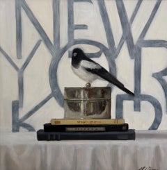 Ginny Williams, Black and White Bird Painting, Contemporary Still Life