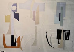 Lisa Zager, Neutral Abstract Collage, Contemporary Mixed Media Art