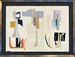 Lisa Zager, collage abstrait neutre, art contemporain en techniques mixtes