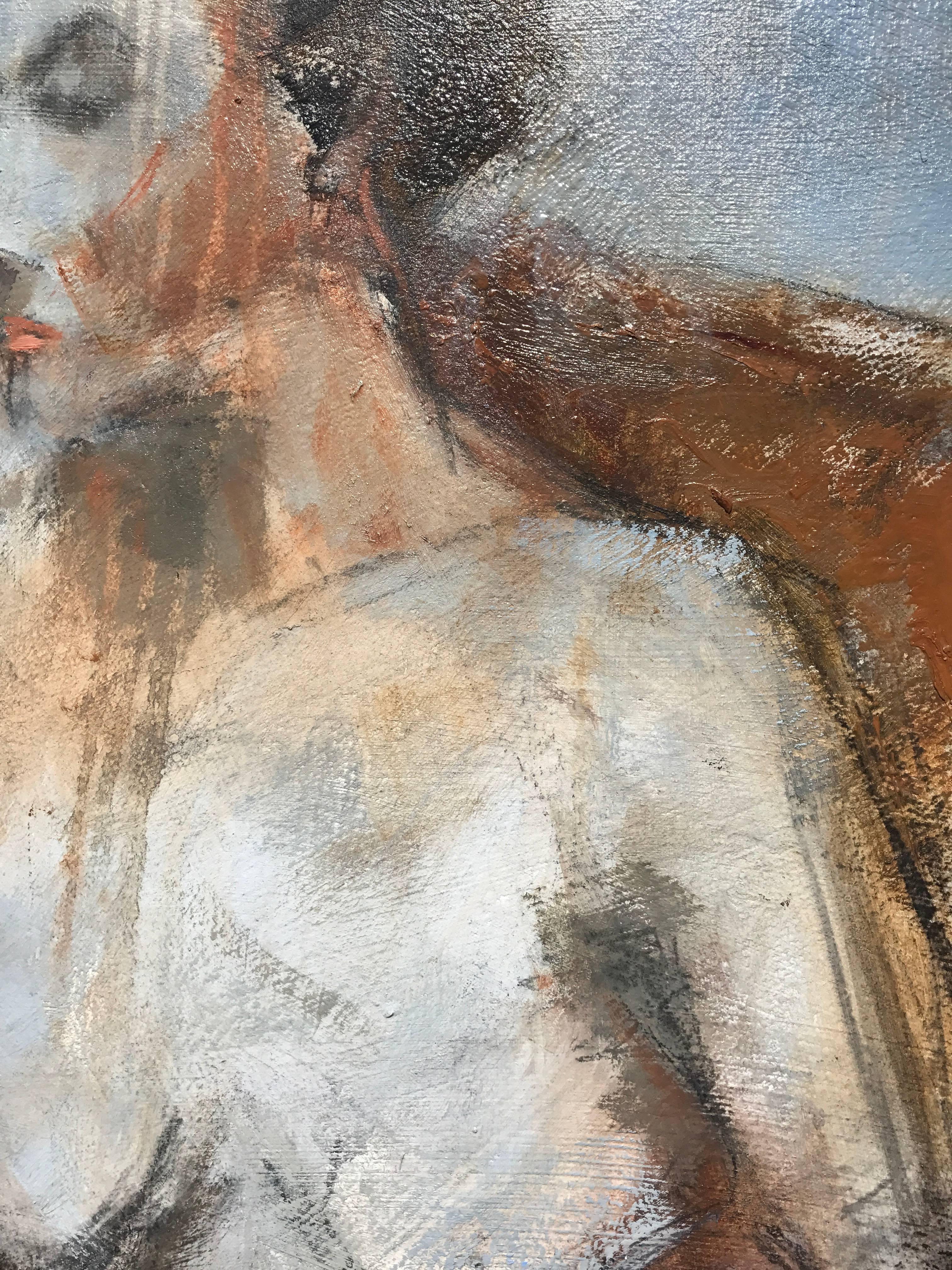  Sharon Hockfield's art is complex as is her subject - the nude.  People aren't always pretty.  They are more than skin deep.  They are more than a portrait.  They fill up an environment.  Therefore, her paintings are layered, complicated, nuanced,