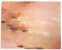 Lily Harrington, Champagne Toast II, opera astratta contemporanea su carta con tecnica mista