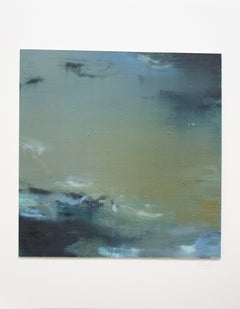 Lily Harrington, Nightswim II, piccolo dipinto contemporaneo in tecnica mista, blu