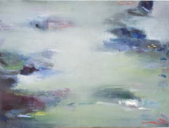 Lily Harrington, “Study in Blue”, opera astratta contemporanea in tecnica mista su carta
