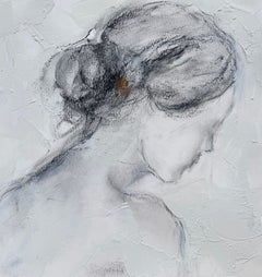 Judith Williams, A Secret Smile, Contemporary Female Figurative Charcoal Drawing