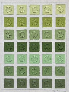 Sally Threlkeld, Color Theory #3, Green Contemporary Geometric Abstract