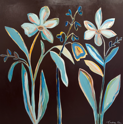 Brown Hibiscus Blooms Original Large Scale Contemporary Floral Painting