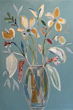 Backyard Blooms Original Large Contemporary Floral Still Life Painting