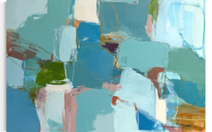 Stay Grounded Oversized Contemporary Abstract Painting in Blue and Green