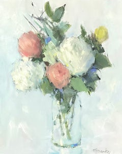 "Bright Promise": dipinto a olio originale in stile impressionista raffigurante una natura morta floreale con rose