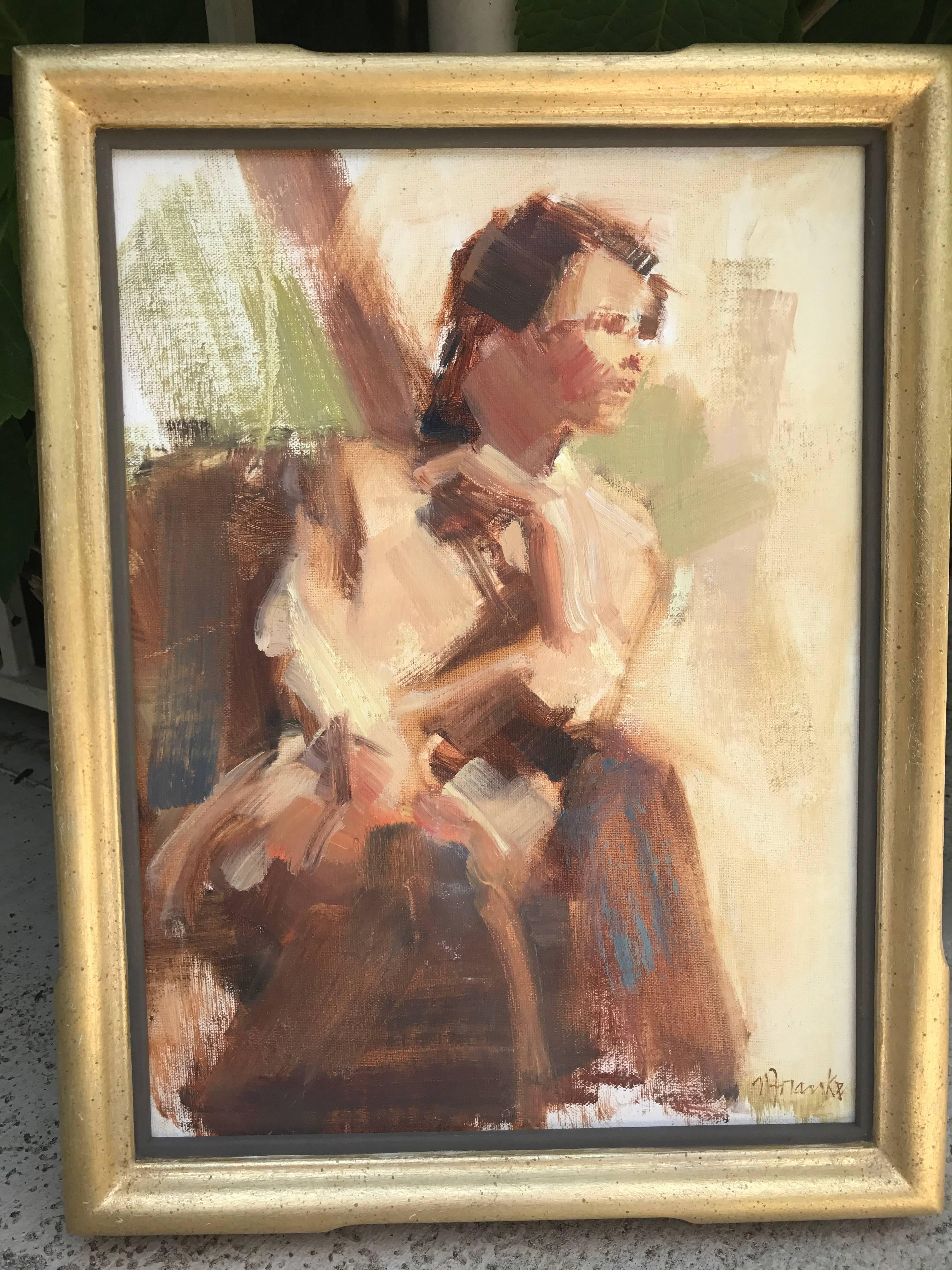 The Thoughtful Pose - Impressionist Painting by Nancy Franke